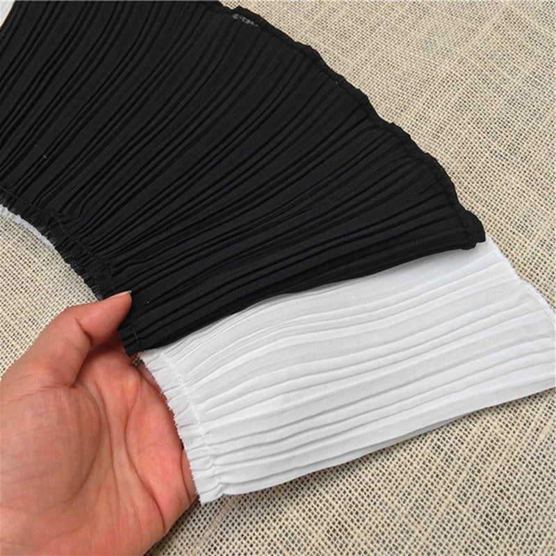 Zthread Wide Ruffled Lace Trims Chiffon Fabric Pleated Lac Trims for Garment Extender and Craft Sewing 6-1/2" Wide 2 Yards/Lot (Black) - Image 3